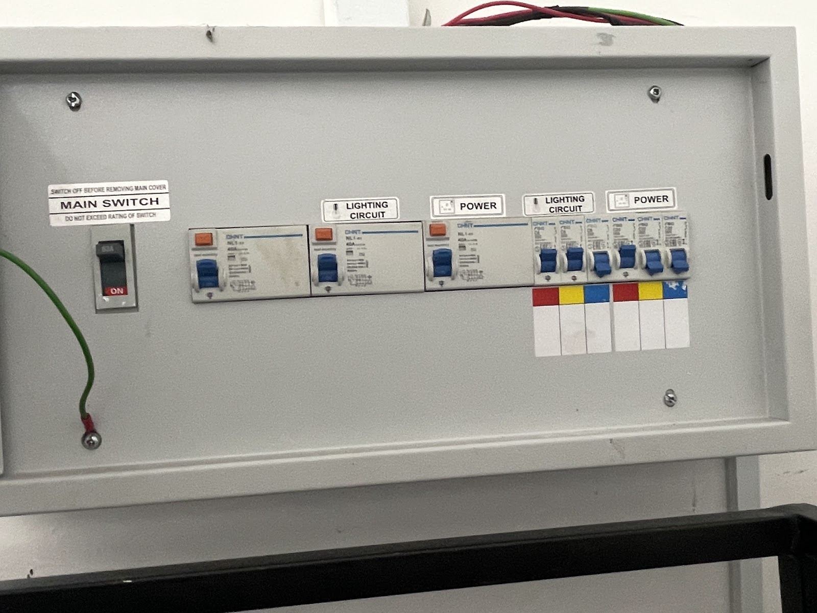 Labelled main switchboard